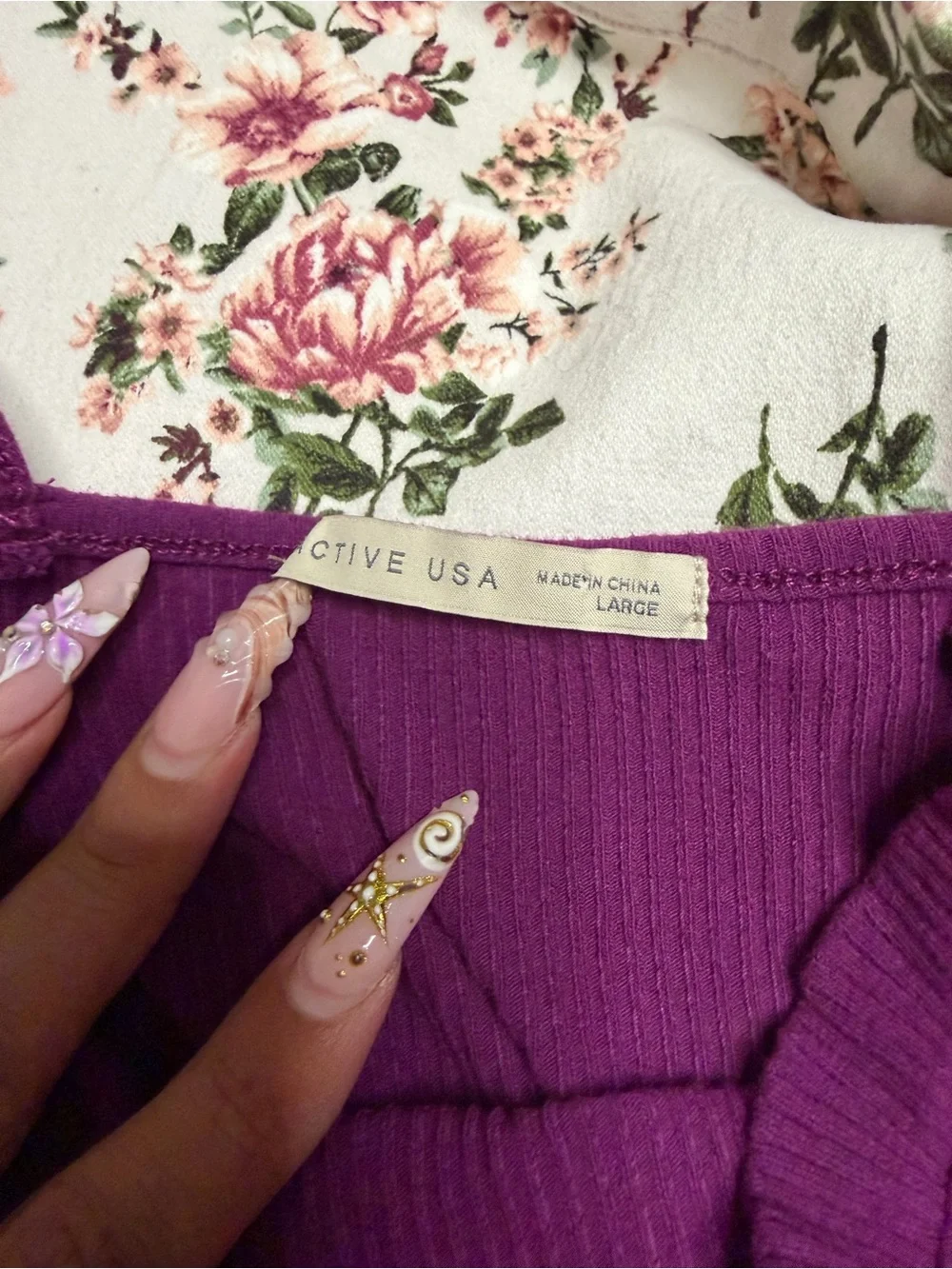 Forever 21 White Floral Mini Skirt with Pink & Green Print